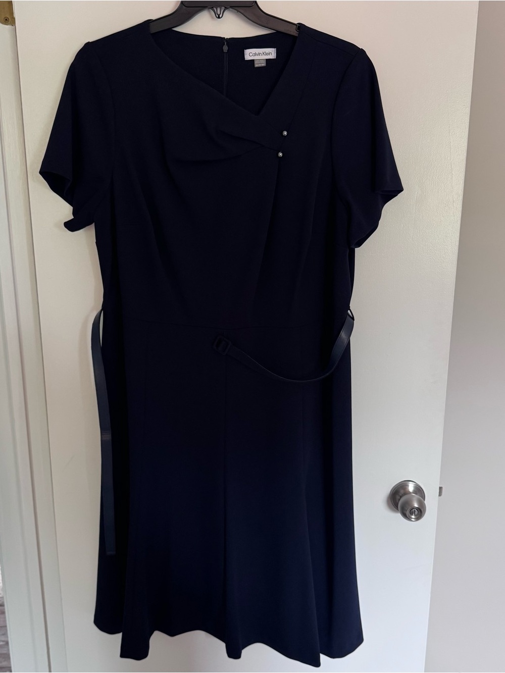 Calvin Klein Navy Short-Sleeve A-Line Dress